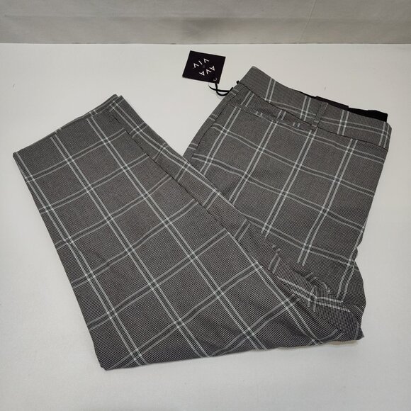 Ava & Viv Plaid Ankle Pant Mid-Rise Comfort Waist Stretch 22W Fitted Hip & Thigh - Picture 6 of 11